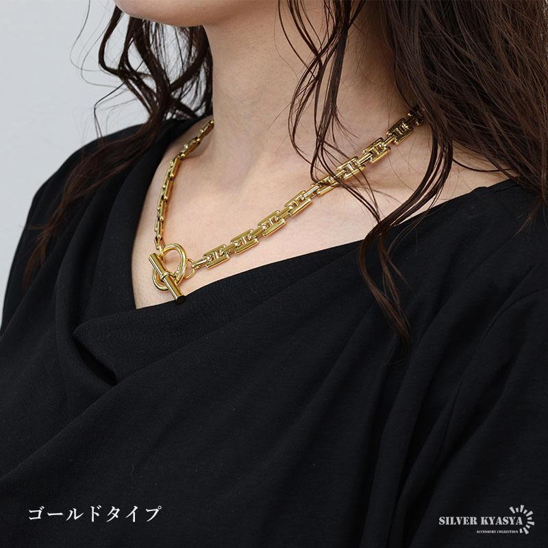 複数買いで最大300円OFFクーポン／ステンレス マンテルネックレス H型