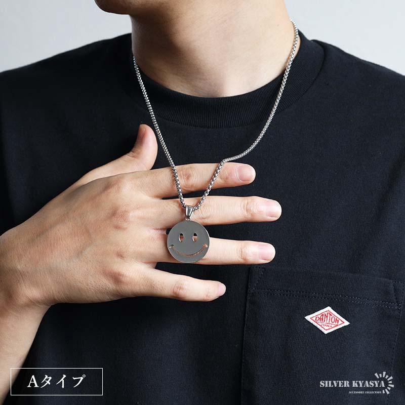 ステンレス ニコちゃんネックレス スマイル ペンダントネックレス 5