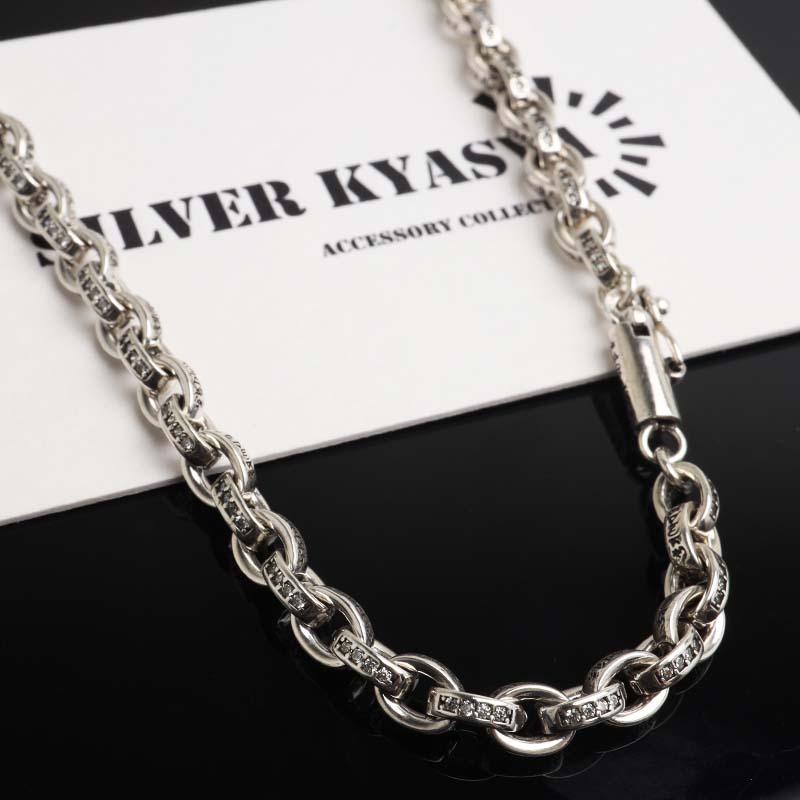 ペーパーチェーンネックレス 六字真言 小粒 ストーンネックレス 燻し