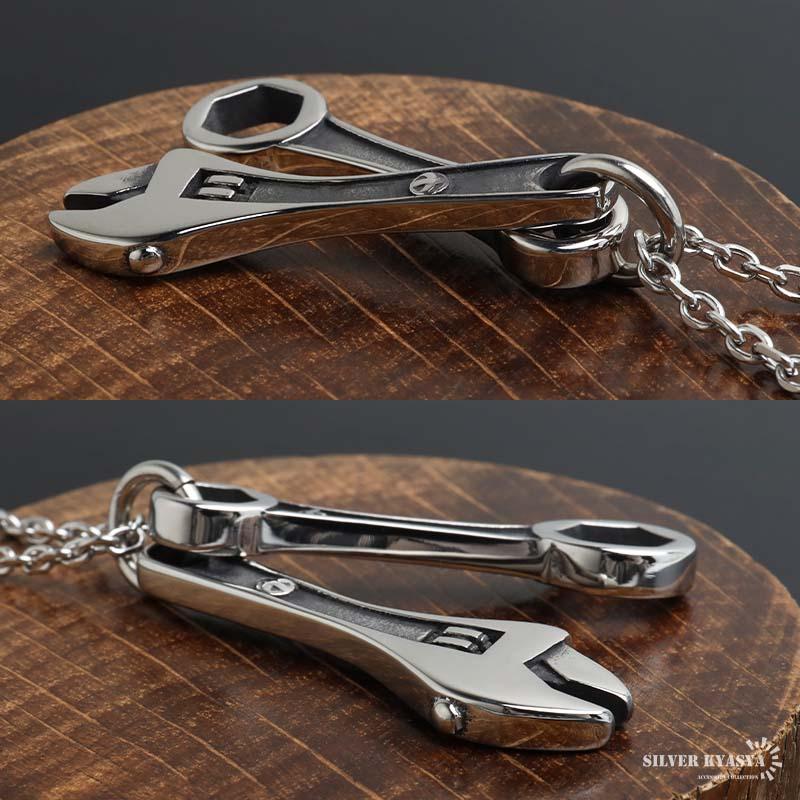 ステンレス 工具ネックレス スパナ レンチ モンキー ユニーク