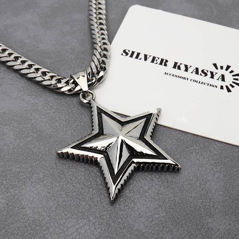 複数買いで最大300円OFFクーポン／ステンレス スターネックレス 星