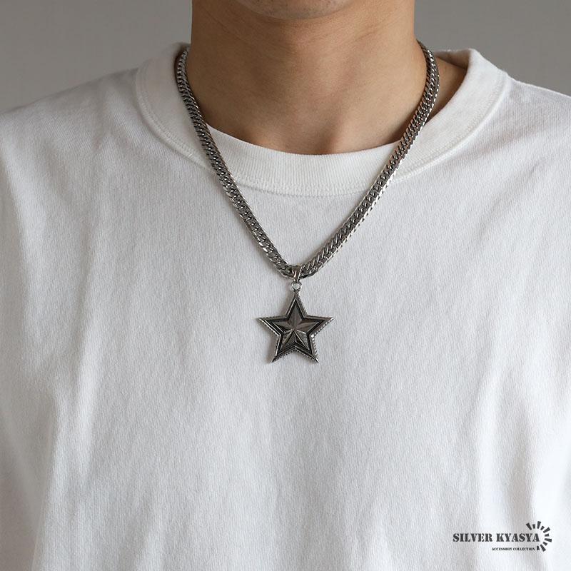 複数買いで最大30％OFFクーポン／ステンレス スターネックレス 星