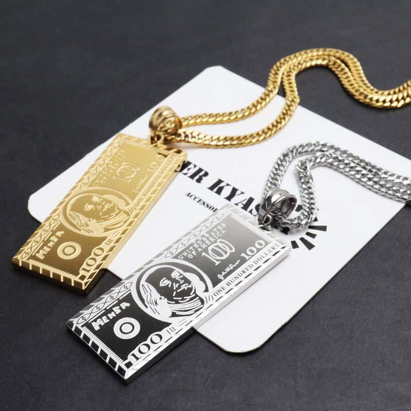 店内まるっと10%OFF祭／ステンレス ドル札ネックレス ドル紙幣