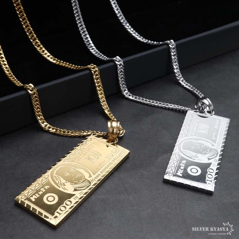 店内まるっと10%OFF祭／ステンレス ドル札ネックレス ドル紙幣