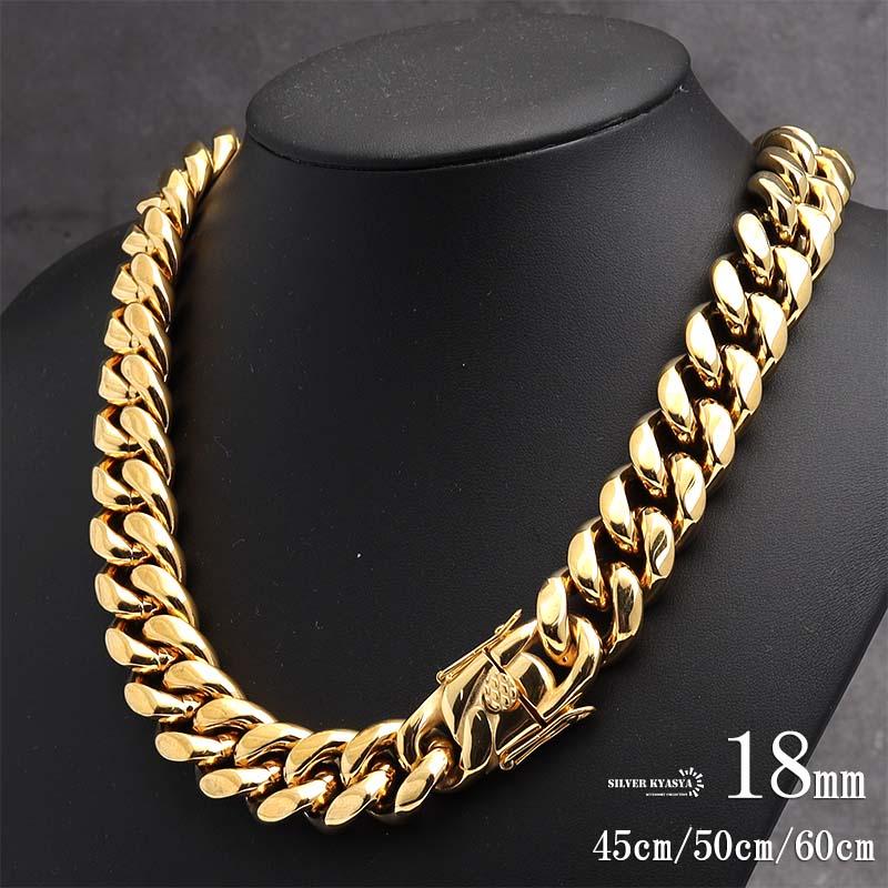 店内まるっと10%OFF祭／316L 極太 18mm メンズネックレス 18k gp 金