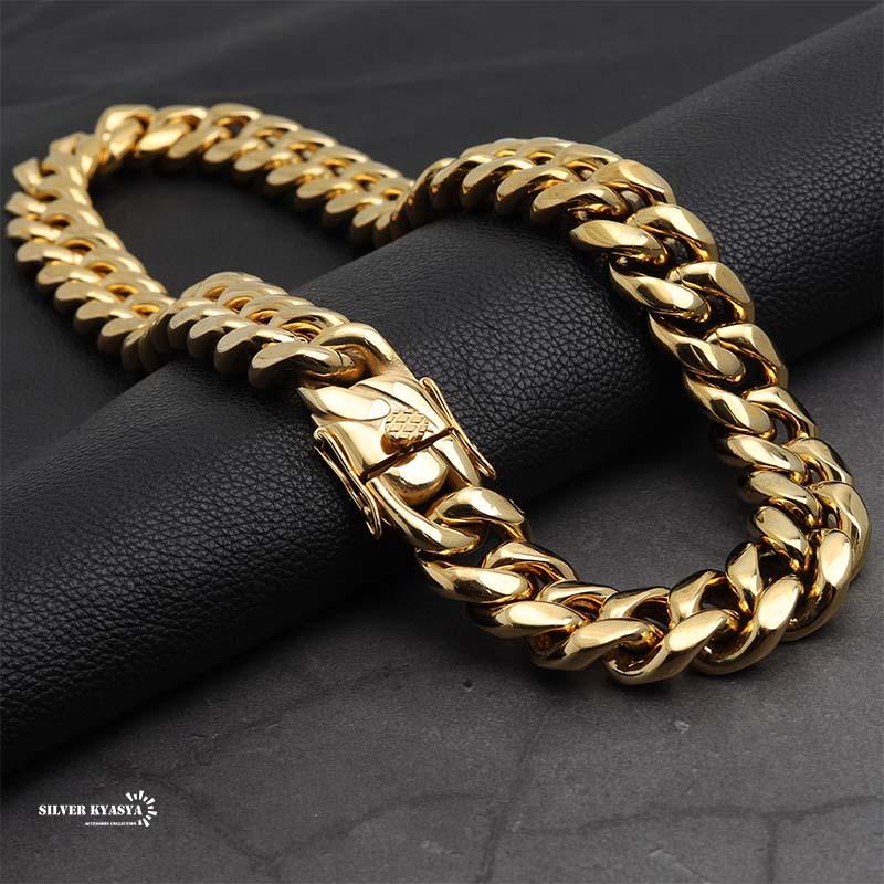 店内まるっと10%OFF祭／316L 極太 18mm メンズネックレス 18k gp 金