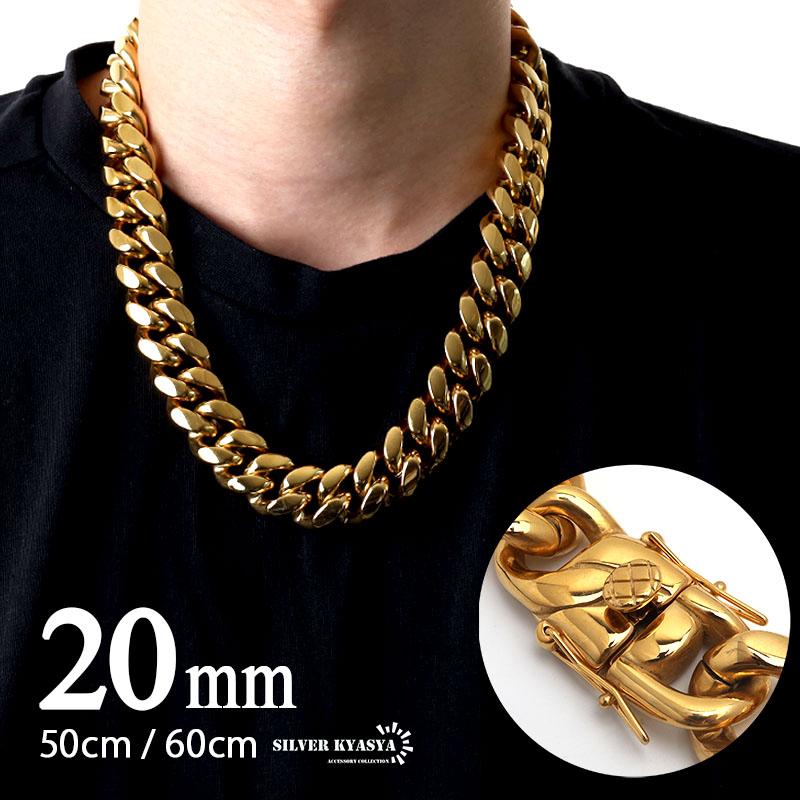 幅20mm ステンレス 喜平チェーンネックレス 18k GP gold 幅20mm ステンレス 喜平チェーンネックレス 18k GP gold