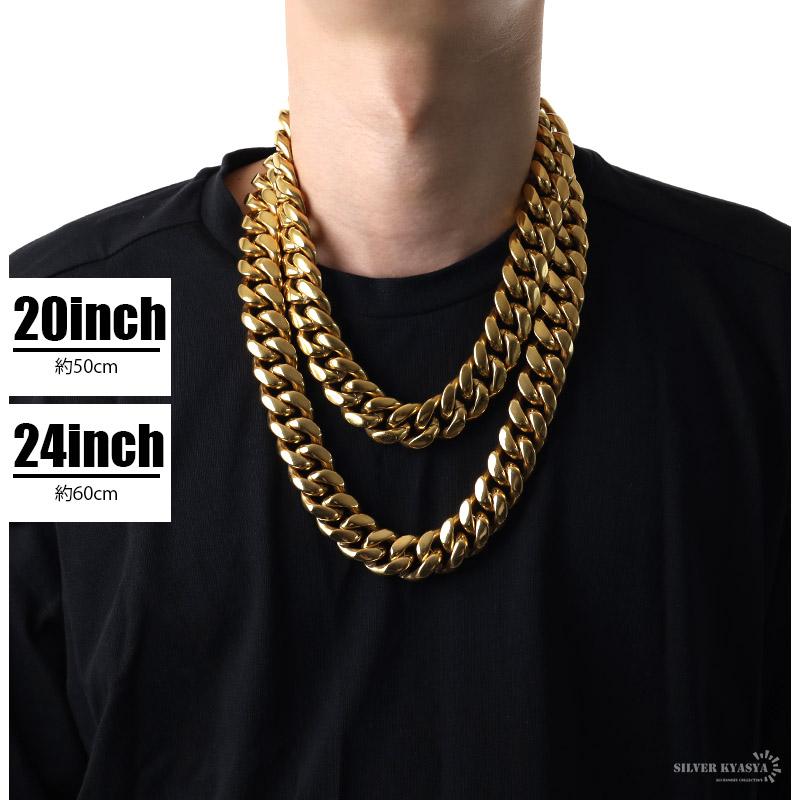 幅22mm ステンレス 喜平チェーンネックレス 18k GP gold 幅22mm ステンレス 喜平チェーンネックレス 18k GP gold