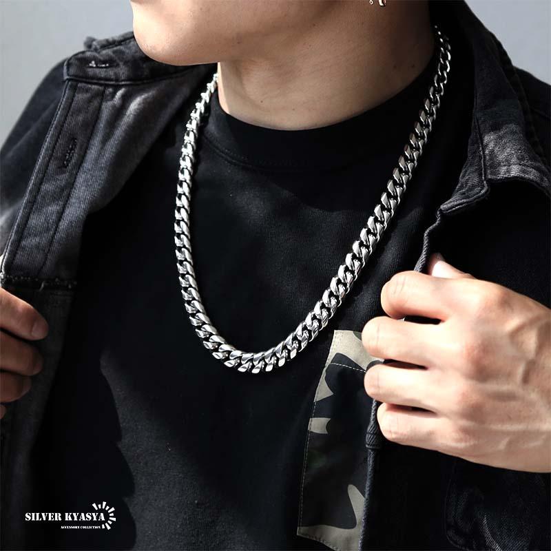 店内まるっと10%OFF祭／316L 幅10mm メンズネックレス シルバー 喜平
