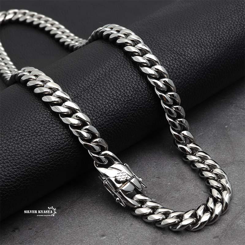 ステンレス 316L 幅10mm メンズネックレス シルバー 喜平チェーン