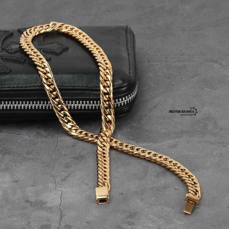 幅9mm ステンレス 6面カット ダブル喜平ネックレス ゴールド 金 幅9mm ステンレス 6面カット ダブル喜平ネックレス ゴールド 金
