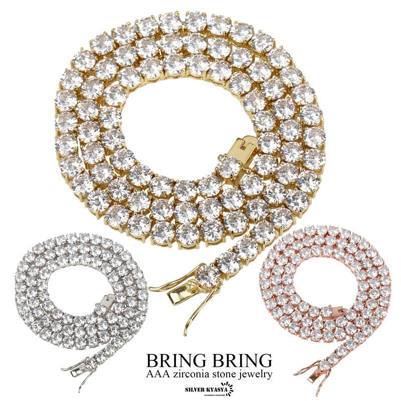 太め 6mm テニスチェーンネックレス メンズ シルバー ゴールド 太め 6mm テニスチェーンネックレス メンズ シルバー ゴールド