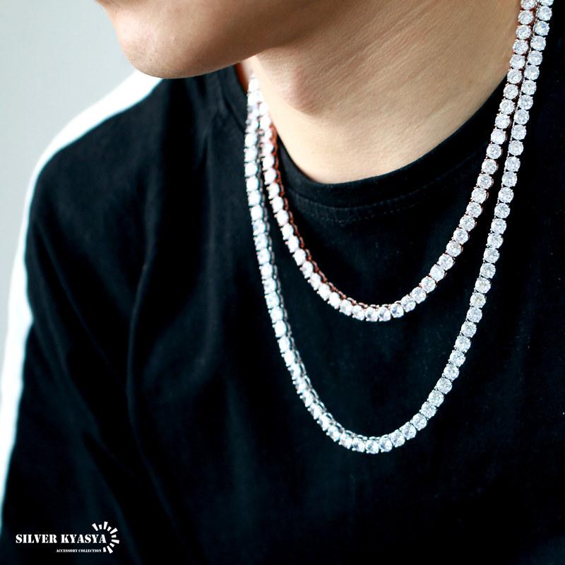 太め 6mm テニスチェーンネックレス メンズ シルバー ゴールド 太め 6mm テニスチェーンネックレス メンズ シルバー ゴールド