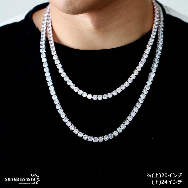 太め 6mm テニスチェーンネックレス メンズ シルバー ゴールド 太め 6mm テニスチェーンネックレス メンズ シルバー ゴールド