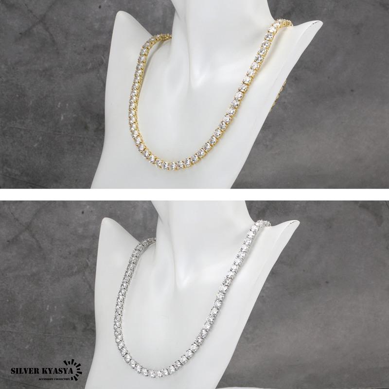 太め 6mm テニスチェーンネックレス メンズ シルバー ゴールド 太め 6mm テニスチェーンネックレス メンズ シルバー ゴールド