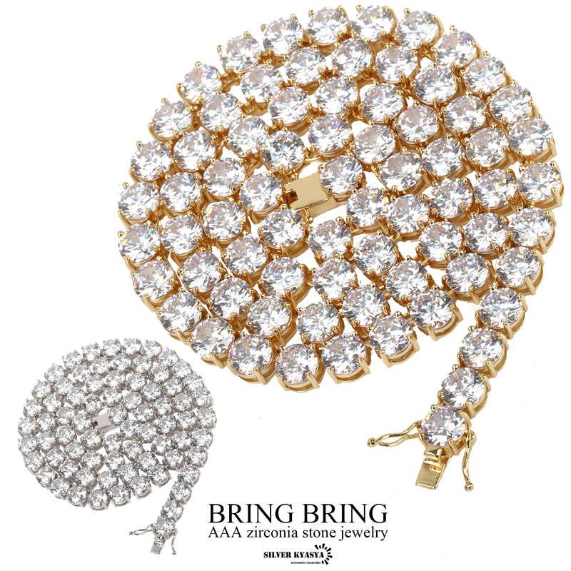 太め 8mm テニスチェーンネックレス メンズ シルバー ゴールド 太め 8mm テニスチェーンネックレス メンズ シルバー ゴールド