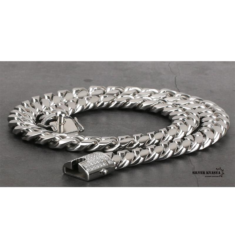 STAINLESS 幅14mm 喜平ネックレス ブリンブリン 差し込み式 二重ロック