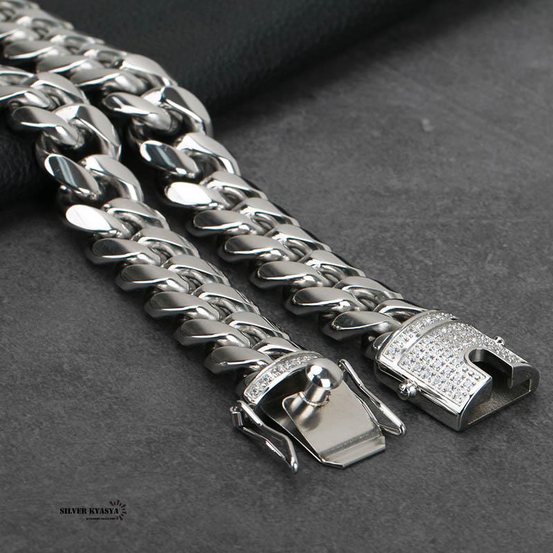 STAINLESS 幅14mm 喜平ネックレス ブリンブリン 差し込み式 二重ロック