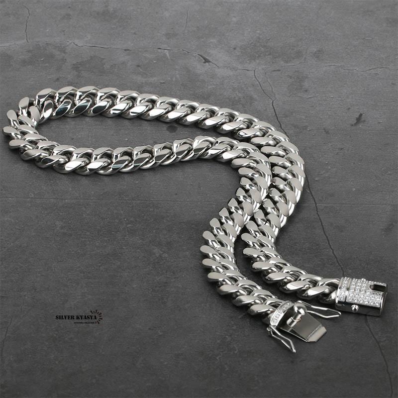 STAINLESS 幅14mm 喜平ネックレス ブリンブリン 差し込み式 二重ロック