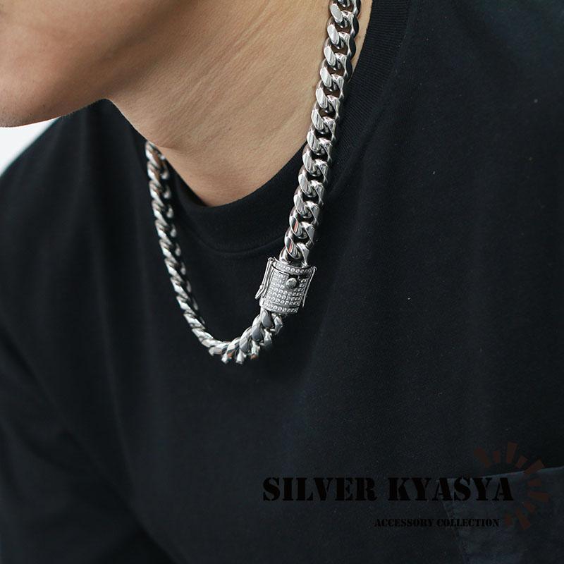 STAINLESS 幅14mm 喜平ネックレス ブリンブリン 差し込み式 二重ロック