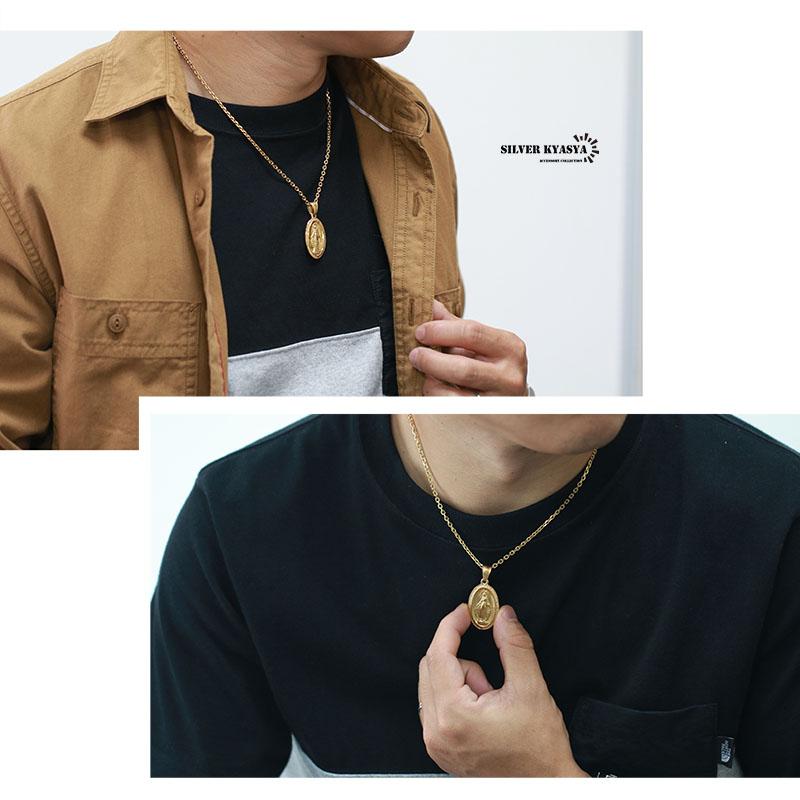 ステンレス 奇跡のメダイ ネックレス 18k Gp 金 ゴールドコインネックレス 聖母 メダイ ペンダント メンズ 箱付き N337 Silver Kyasya 通販 Yahoo ショッピング