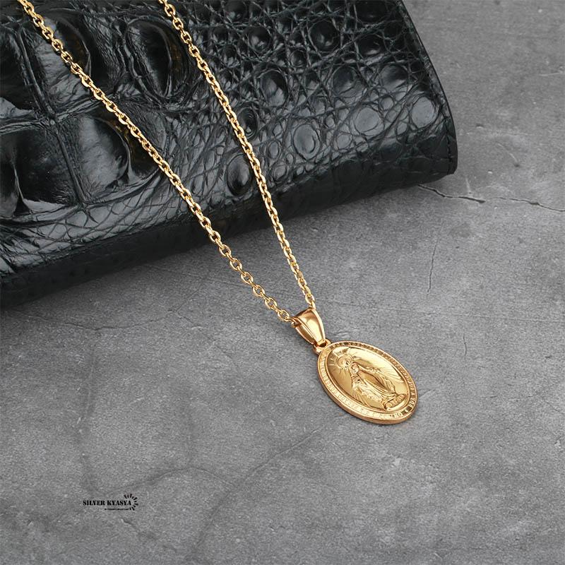 ステンレス 奇跡のメダイ ネックレス 18K gp 金 ゴールドコイン ステンレス 奇跡のメダイ ネックレス 18K gp 金 ゴールドコイン