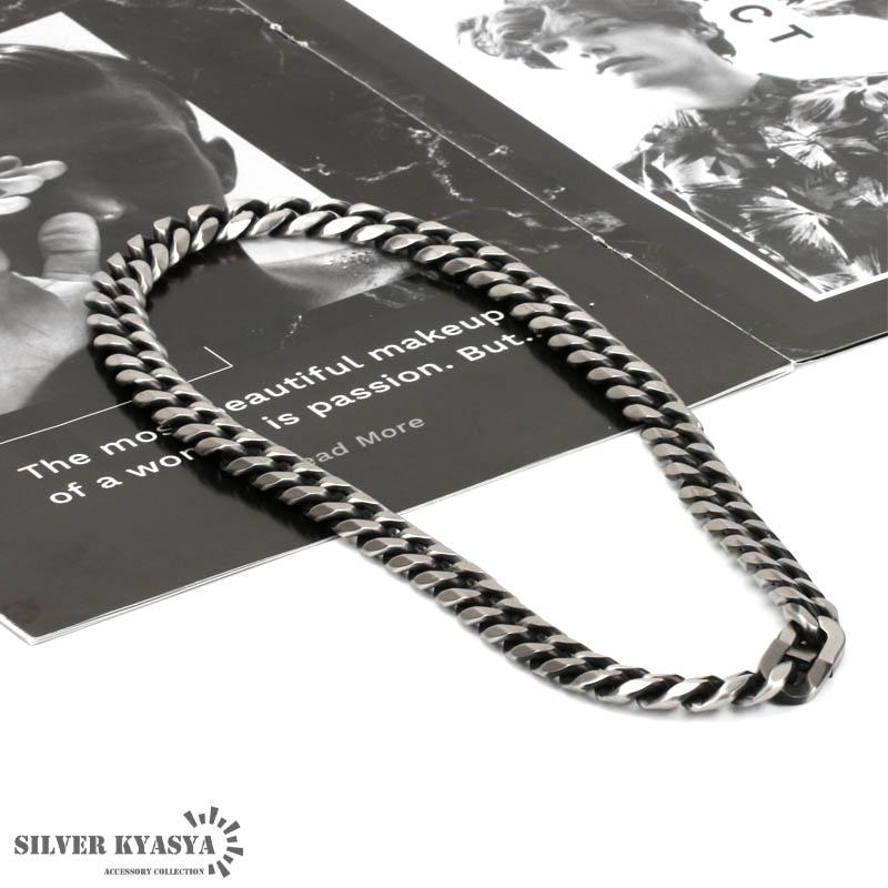 幅15mm STAINLESS STEEL 喜平チェーンネックレス 6面カット 燻 いぶし