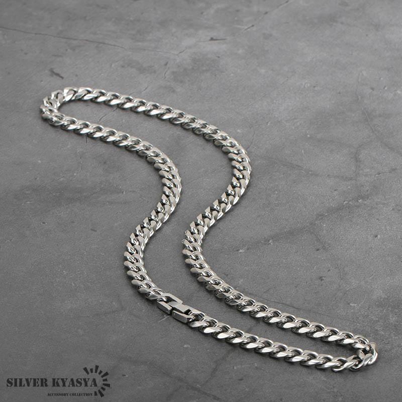 幅9mm ステンレス 喜平チェーンネックレス 6面カット シルバー 銀色