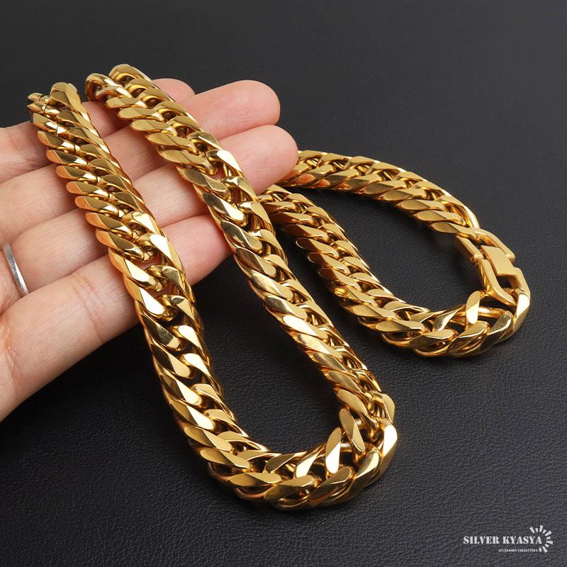 ステンレス ダブル喜平ネックレス 幅13mm チェーンネックレス メンズ