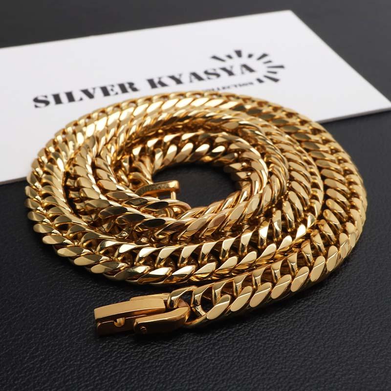 ステンレス ダブル喜平ネックレス 幅7mm 細身 チェーンネックレス