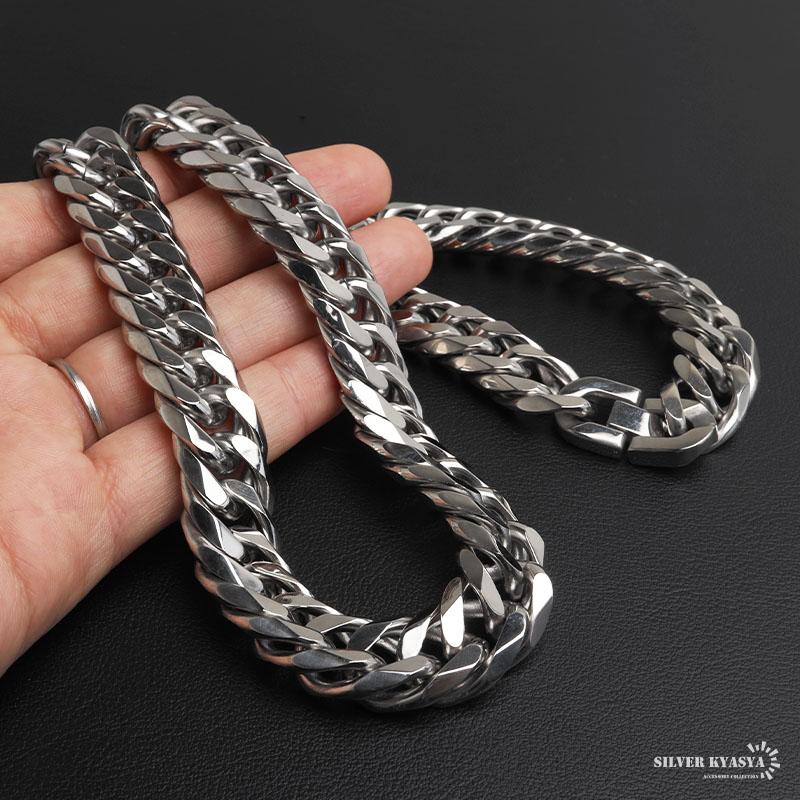 ステンレス ダブル喜平ネックレス 幅16mm 極太 チェーンネックレス
