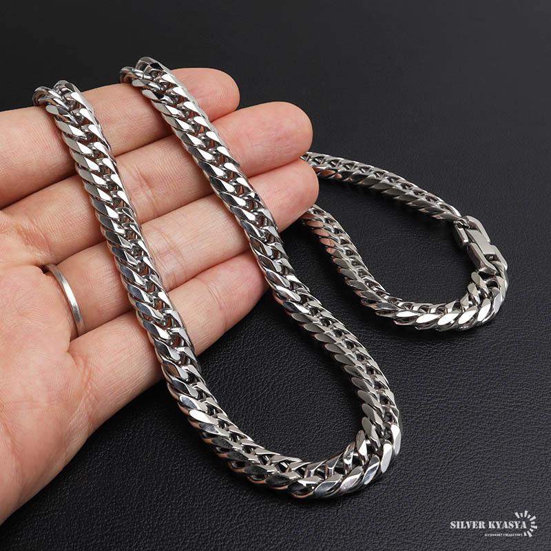 ステンレス ダブル喜平ネックレス 幅9mm チェーンネックレス メンズ
