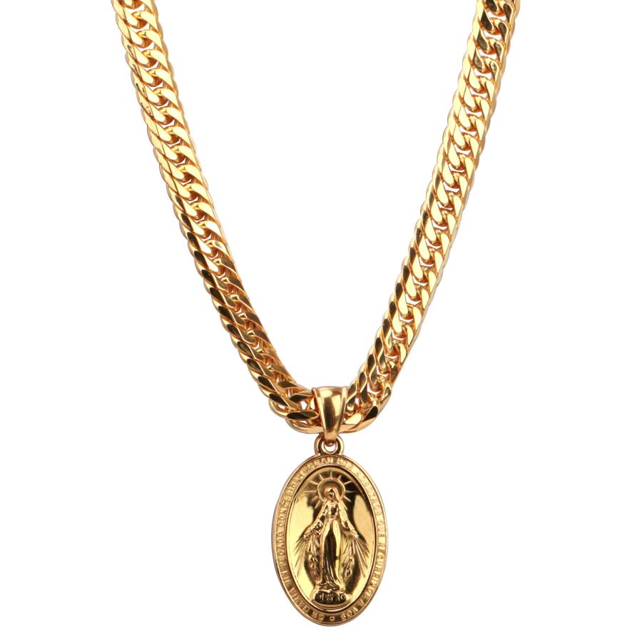6面カット ダブル喜平ネックレス 18k gp 奇跡のメダイ ネックレス 