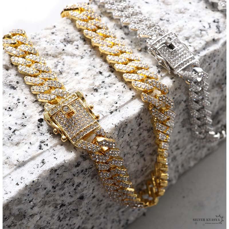 HUSTLE ネックレス⭐︎フルジルコニア　キューバンチェーン　ブリンブリン 喜平チェーンネックレス ブリンブリン パヴェ CZ gold silver