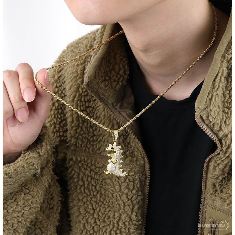 ダイナソー THE YELLOW MONKEY ペンダント 複数買いで最大300円OFFクーポン／恐竜ネックレス ダイナソー パヴェ