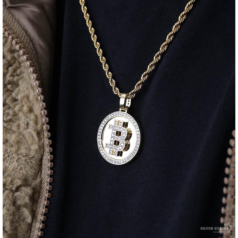 ビットコインネックレス 仮想通貨 パヴェ AAA 14k GP トップ ビットコインネックレス 仮想通貨 パヴェ AAA 14k GP トップ
