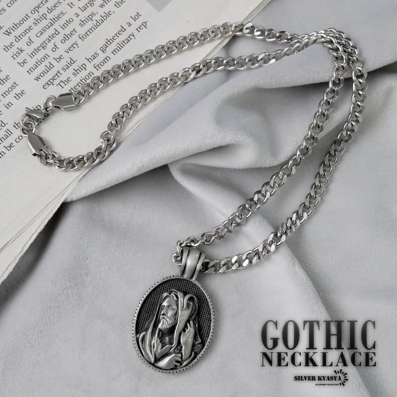 イエス・キリスト彫刻メタルネックレス Amazon | ファッション 14k ゴールド ジーザス・キリストの顔