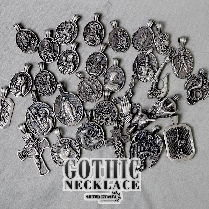 ゴシックトップネックレス クロス ドラゴン ロザリオ 十字架 龍