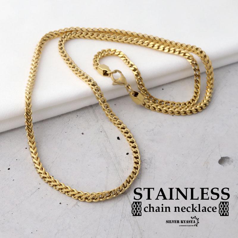 幅3mm ステンレス 二重喜平チェーンネックレス gold 金色 幅3mm ステンレス 二重喜平チェーンネックレス gold 金色