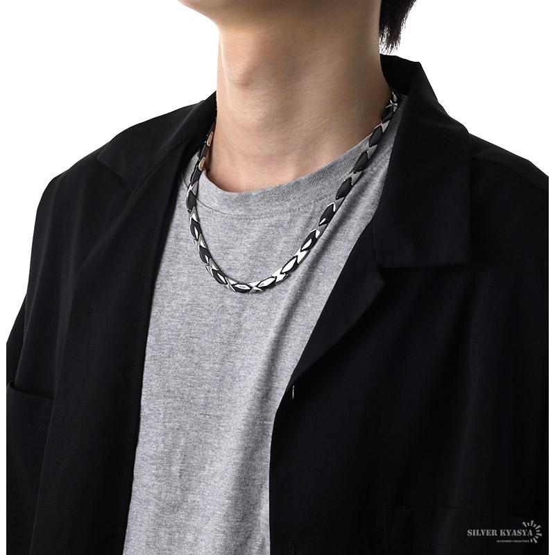 クーポンで10％OFF 磁気ネックレス ステンレス ビーズ silver black