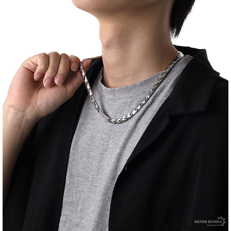 磁気ネックレス ステンレス ビーズ CZ キュービックジルコニア silver