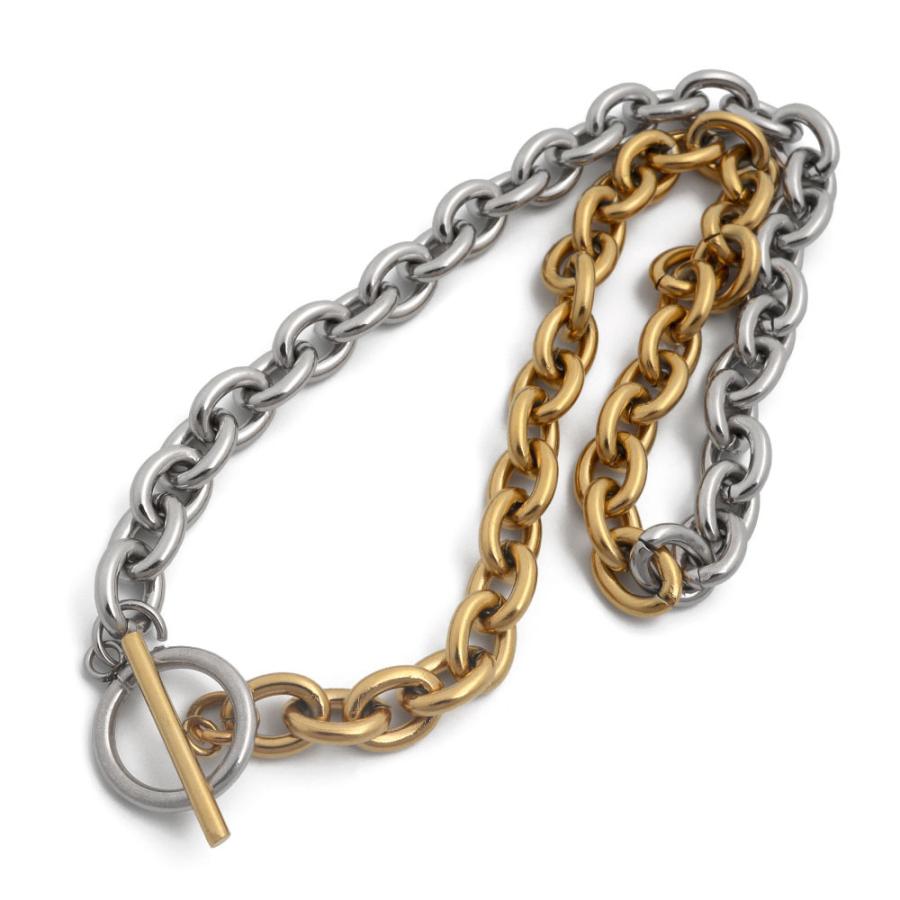 メンズネックレス あずきチェーン 5 Off コンビチェーン 幅9mm ステンレス マンテル ゴールド ハンドメイド 金属アレルギー対応 シルバー 太め 18kpg