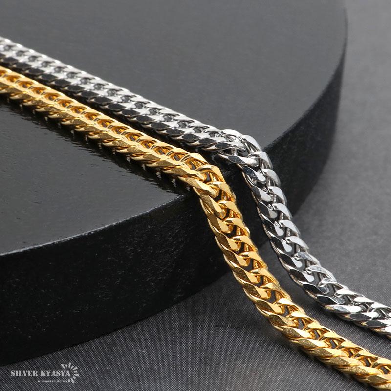 幅3mm ステンレス ダブル喜平チェーンネックレス 6面カット 18k 幅3mm ステンレス ダブル喜平チェーンネックレス 6面カット 18k