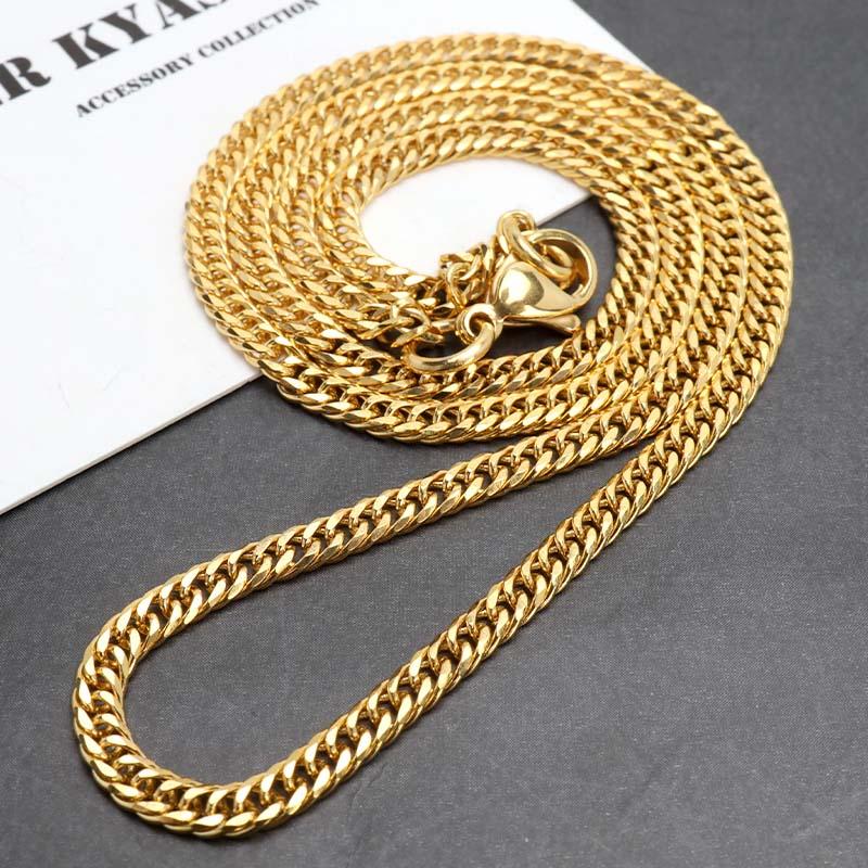 幅3mm ステンレス ダブル喜平チェーンネックレス 6面カット 18k 幅3mm ステンレス ダブル喜平チェーンネックレス 6面カット 18k