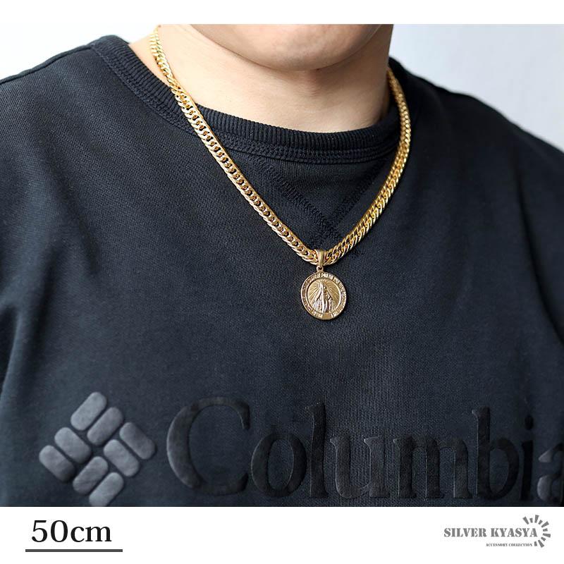 6面カット ダブル喜平ネックレス 18k gp コイン マリア 6面カット ダブル喜平ネックレス 18k gp コイン マリア