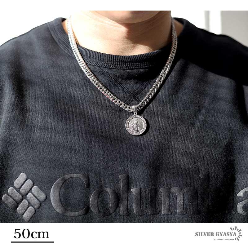 6面カット ダブル喜平ネックレス コイン マリア ネックレス シルバー