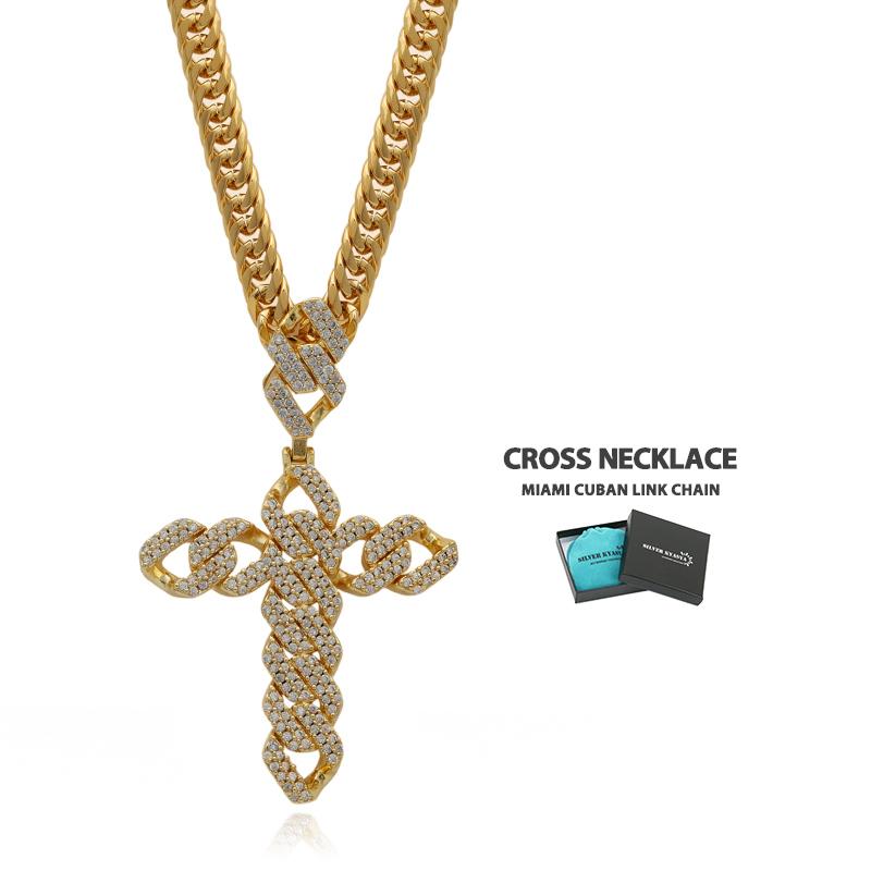 ブランド登録なし 6面カット ダブル喜平ネックレス 18k gp クロス 
