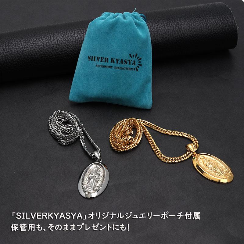 ステンレス素材 6面カット ダブル喜平ネックレス 18k gp 奇跡のメダイ