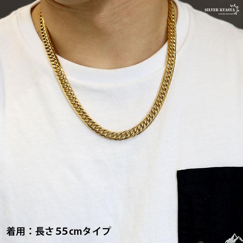 純チタン 6面カット ダブル喜平ネックレス ゴールド 18K GP チタン