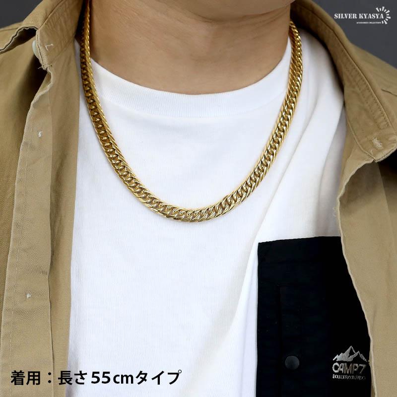 純チタン 6面カット ダブル喜平ネックレス ゴールド 18K GP チタン